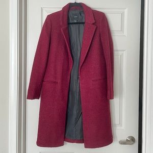 F21 Burgundy Long Coat Size S